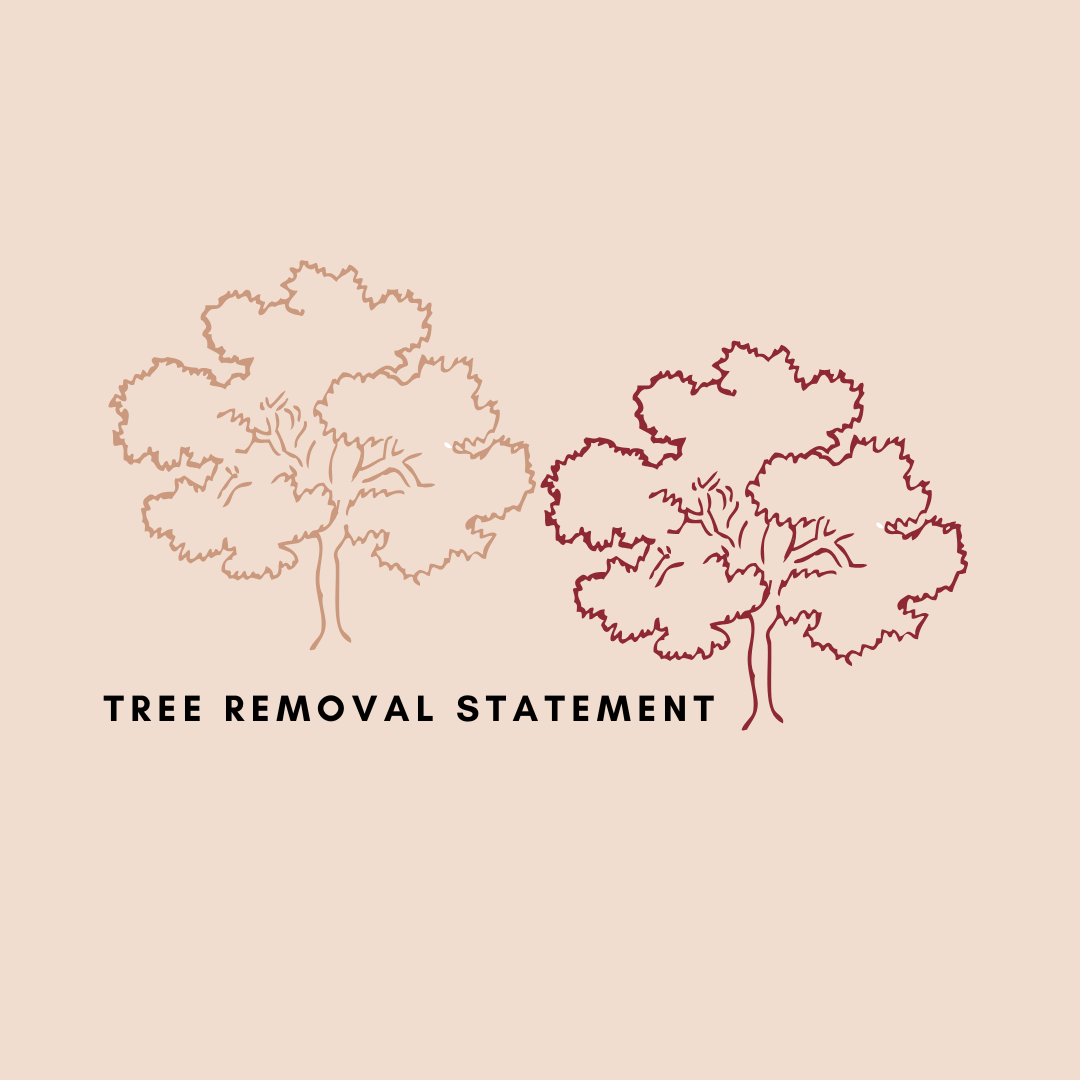 Two trees and text, "Tree Removal Statement"