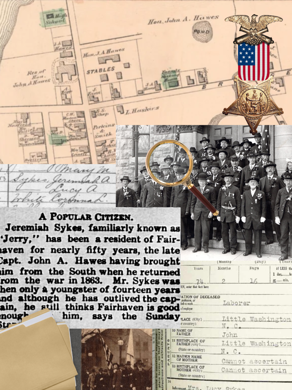 Collage, records re: J. Sykes