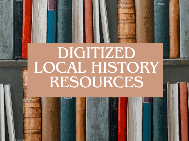 Text "digitized local history resources" over image of books