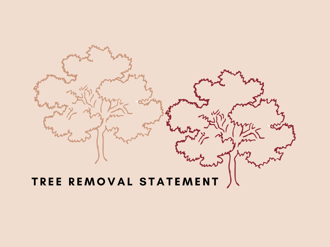 Two trees and text, "Tree Removal Statement"