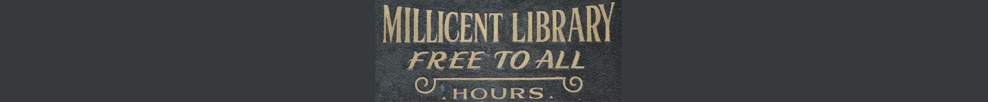 Old Library Hours Sign. Millicent Library Free to All - Hours